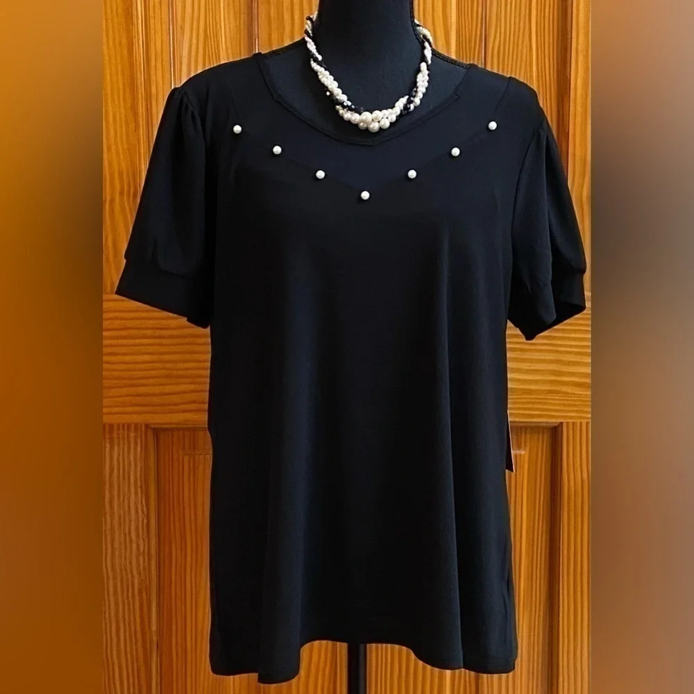 NWT Women's Love Scarlett Top Black Pearls Size XL